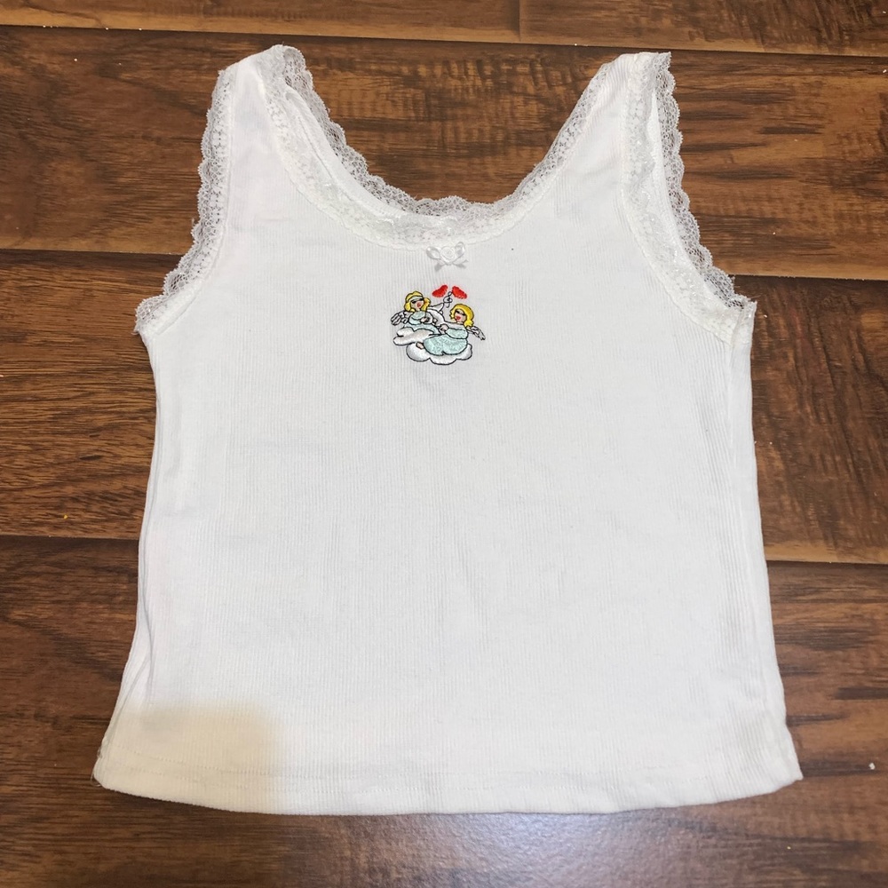 Y2K laced angel camisole tank top
